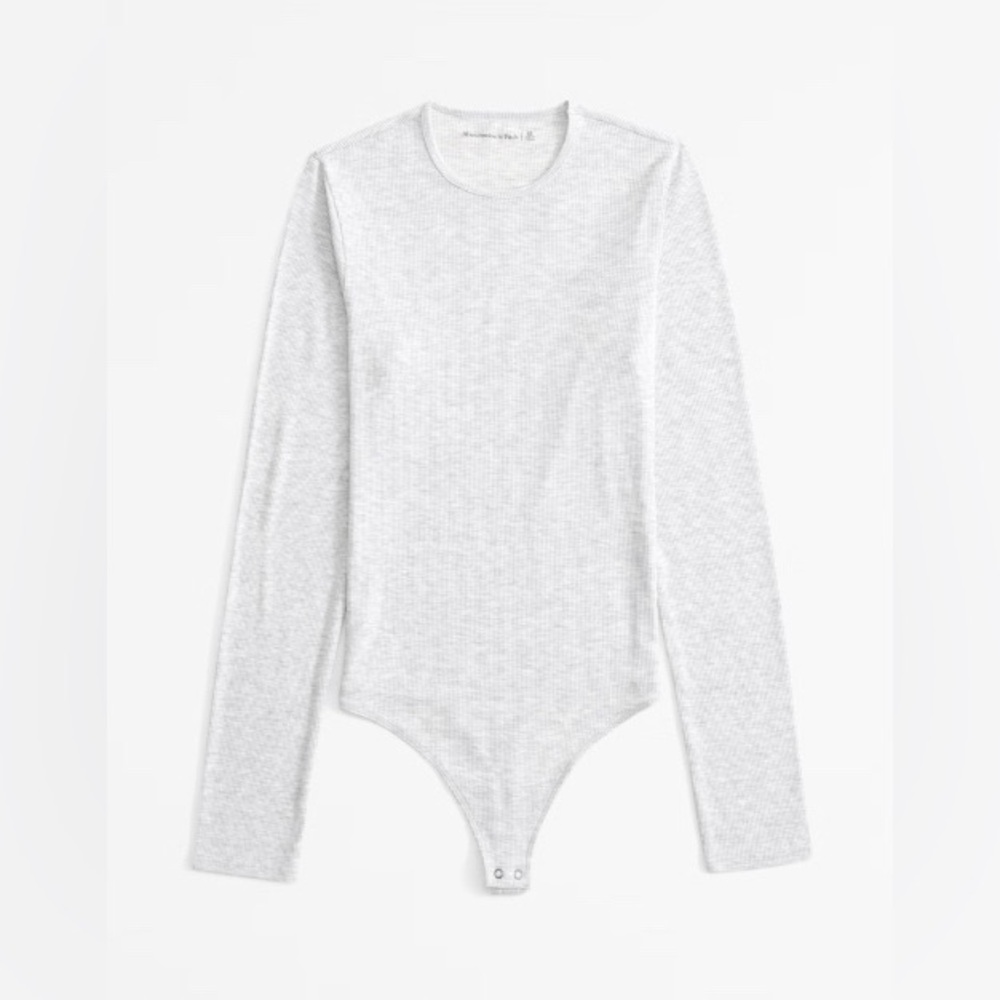 NWOT Abercrombie Long Sleeve Featherweight Rib Crew Bodysuit in Blue